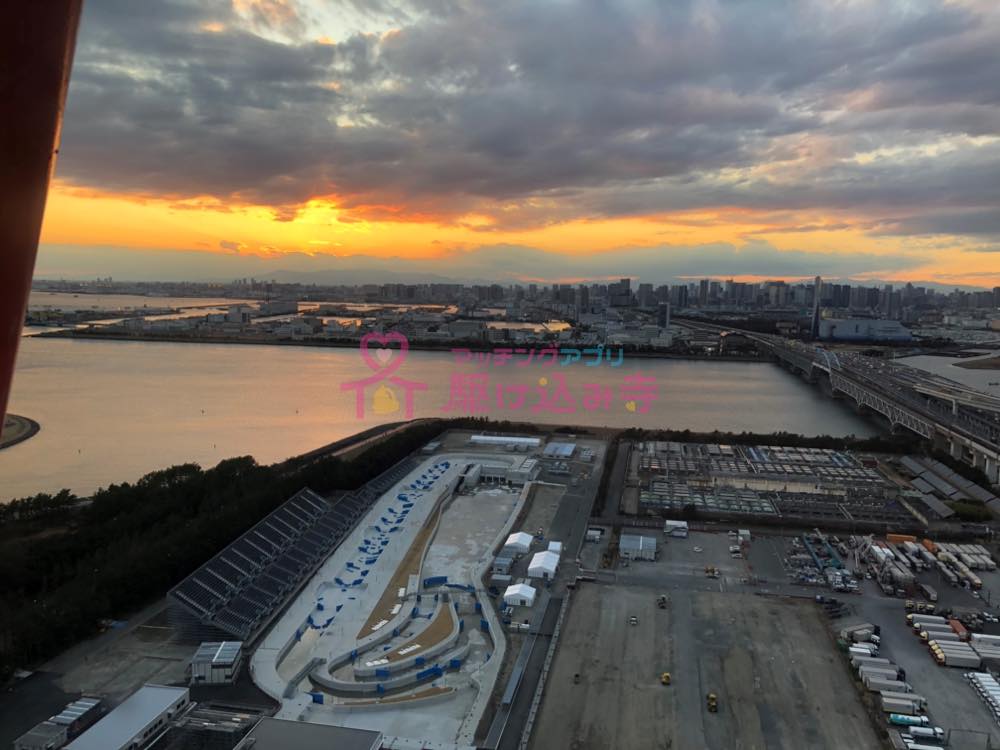 葛西臨海水族園近くの観覧車から夕日を見た時の写真